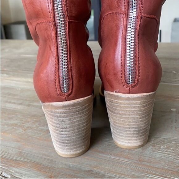 New Silent D Mikette Leather Slouchy Calf Boots Wine US 6.5 - Picture 6 of 10